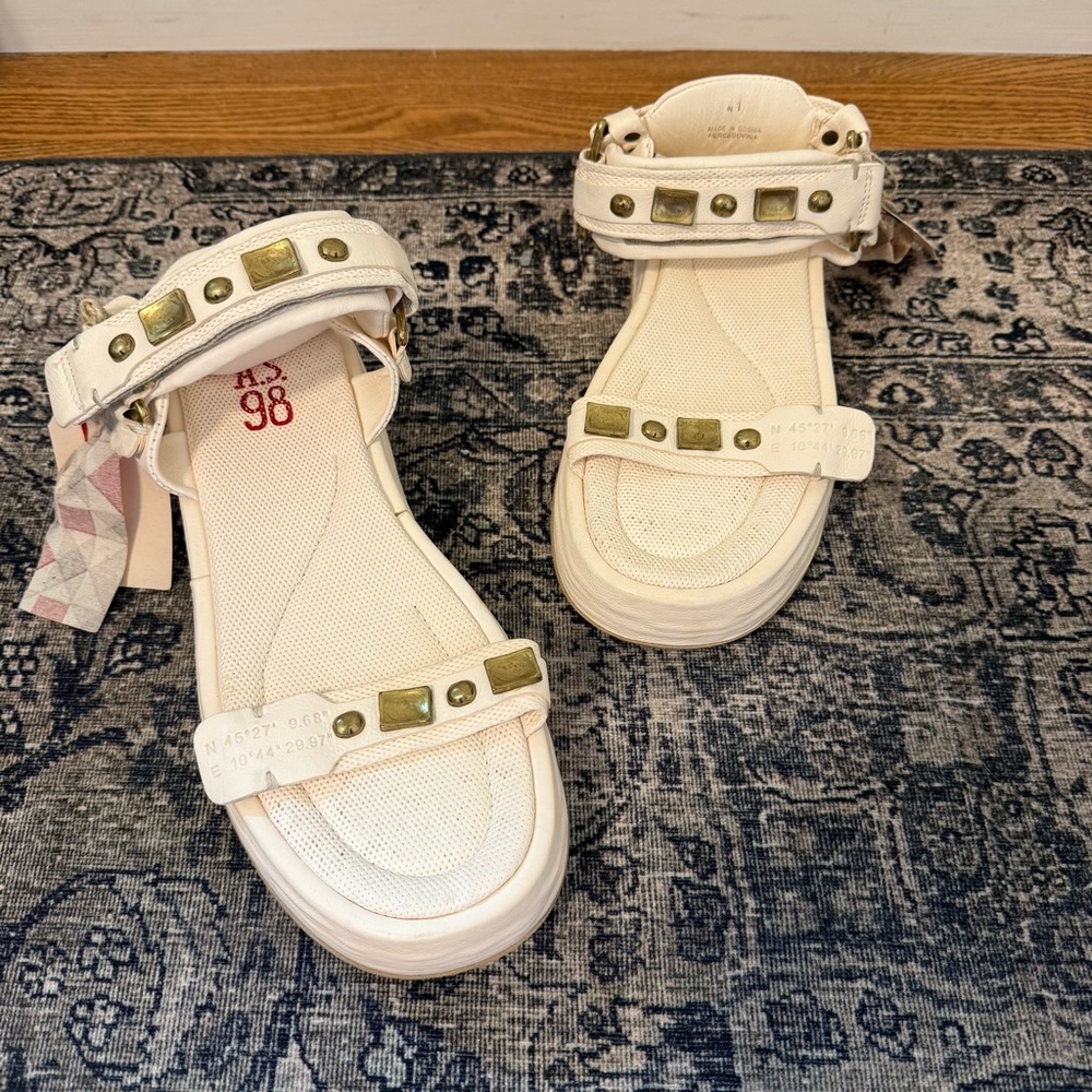 NWT A.S. 98 Size 41 / US 10.5-11 Fenix White Leather Platform European Sandals - Picture 5 of 10